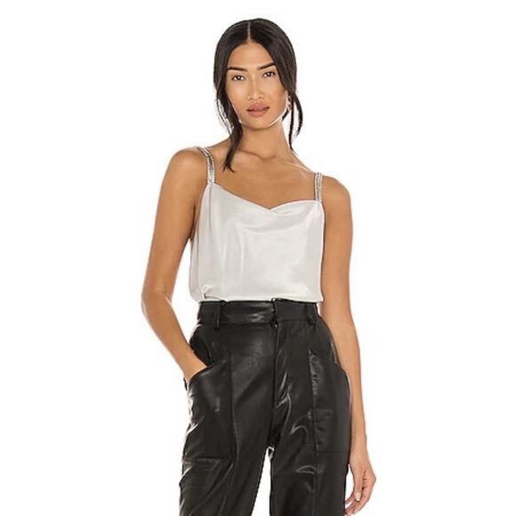 Cami NYC Silk Blend Crystal Strap Cowl Neck Camisole Top Small Cream￼ - Picture 1 of 13